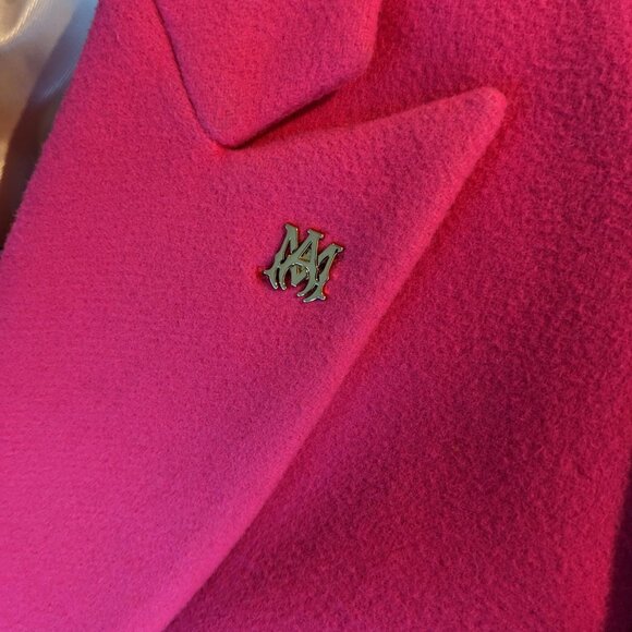 Amiri Long Wool Coat Fuchsia Pink XS Italy - Picture 6 of 8